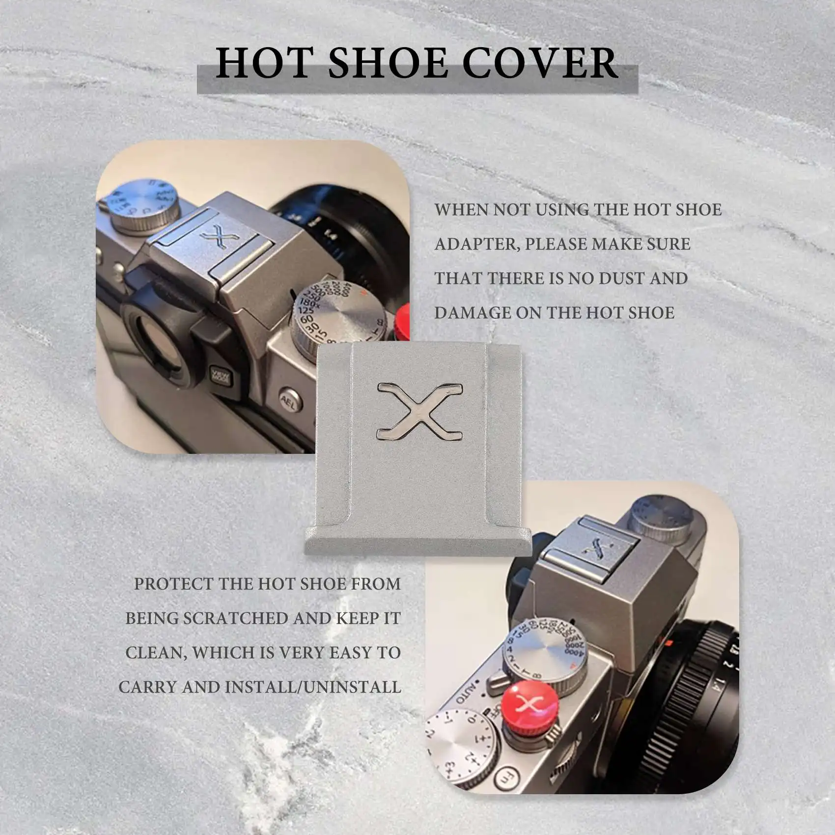 Adatto Per Fuji X-T4 X-T3 X-T2 X-T30 X-T20 X-E3 X-E2 X-Pro3 X-Pro2 X30 X10 Hot Shoe Flash Embedded Hot Shoe Argento