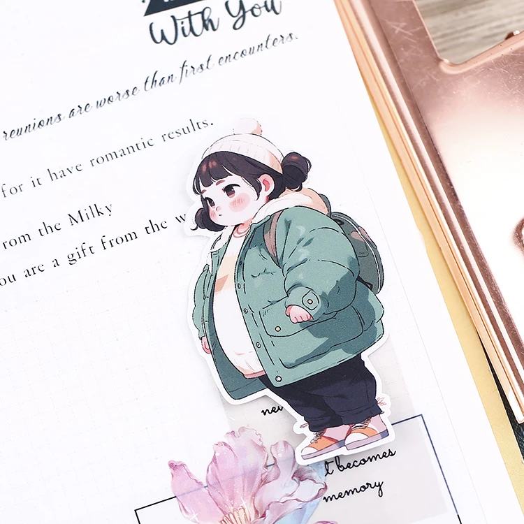 18pcs Cute Chubby Characters Stickers for Stationery Decoration Girl Stationery,Waterproof and Cute Journals and Notebooksks