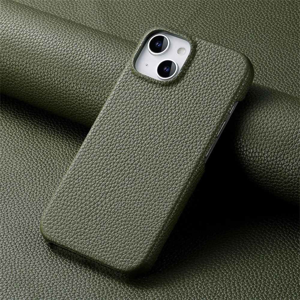 Luxury Litchi Grain Leather Shockproof Frameless Slim Phone Case