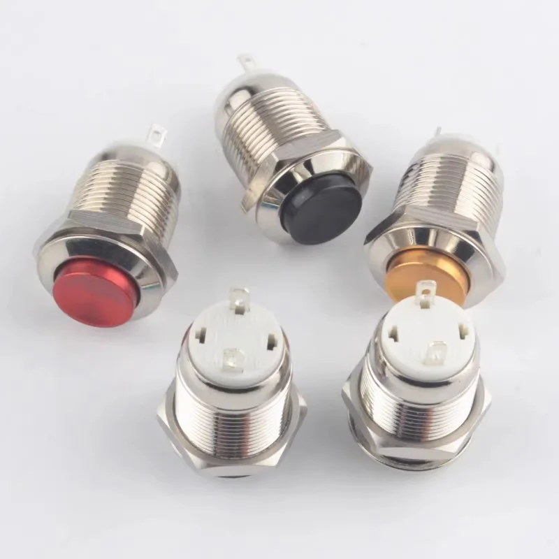 5/20/100PCS 12mm Waterproof Momentary Button Switch High Round Metal Push Switch Car Start Horn Self Reset
