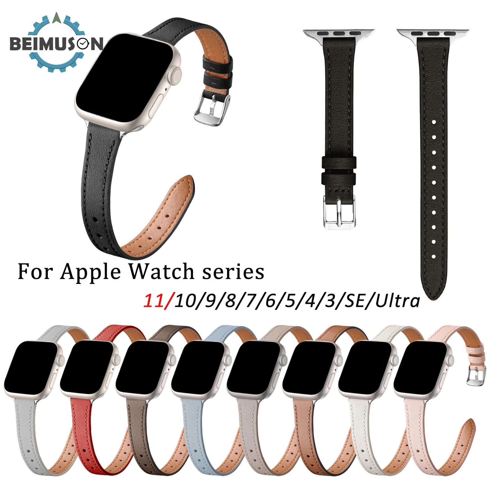 สายรัดข้อมือหนัง PU สุดหรู สำหรับ Apple Watch