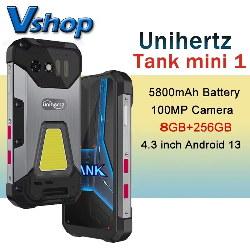 Unihertz Tank Mini 1 Rugged Phone 8GB+256GB 100MP Camera 4.3