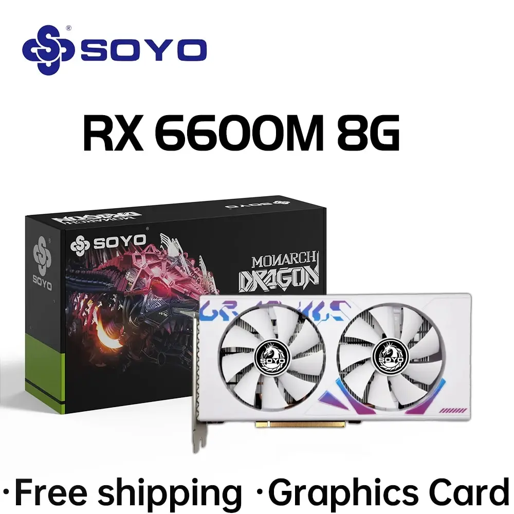 Soyo Amd Rx 6600M 8Gb Scheda Grafica Gddr6 128Bit Pci-E 4.0X8 8Pin Radeon Gpu Rx6600M Schede Video Da Gioco Per Pc Desktop Nuovo