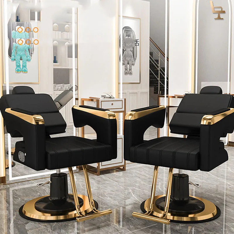 Aesthetic Barbers Armchair Swivel Golden Rotating Professional Hairdressing Chair Stylist Sillon Pedicura Salon Furniture MQ50BC