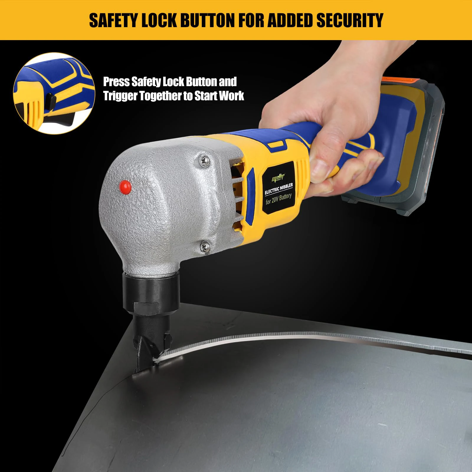 Cordless Electric Nibbler Compatible with Dewalt 18V 20V Battery Cutting Tool for Cutting Stainless Steel,Aluminium,Plastic 5