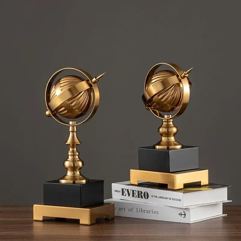 

Creative Luxury High-end Rotating Globe Metal Crafts Study Room Office Desktop Decoration Home Cabinet Bookcase Figurines Decor