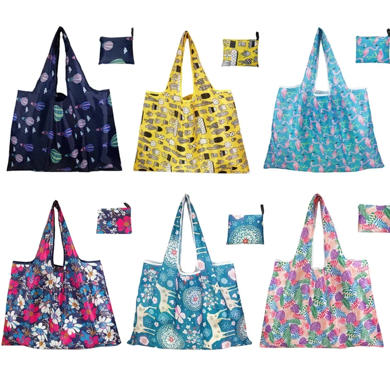 Eco-Friendly Reusable Foldable Tote Bags - Large, Heavy-Duty, Washable Cloth Grocery Bags