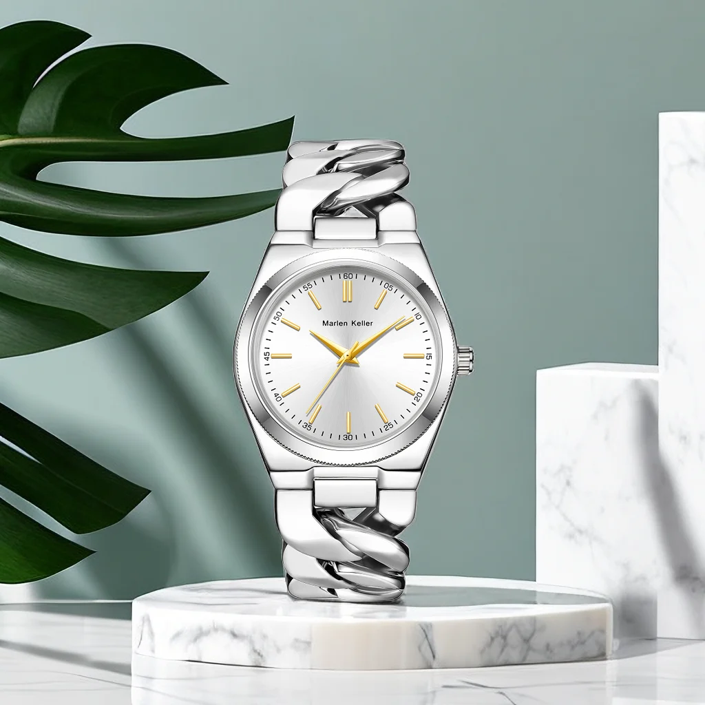 Marlen keller Luxury Gift Quartz Watch Circular shape Dial Stainless Steel Strap Quartz Wrist Watch For Man Fashion