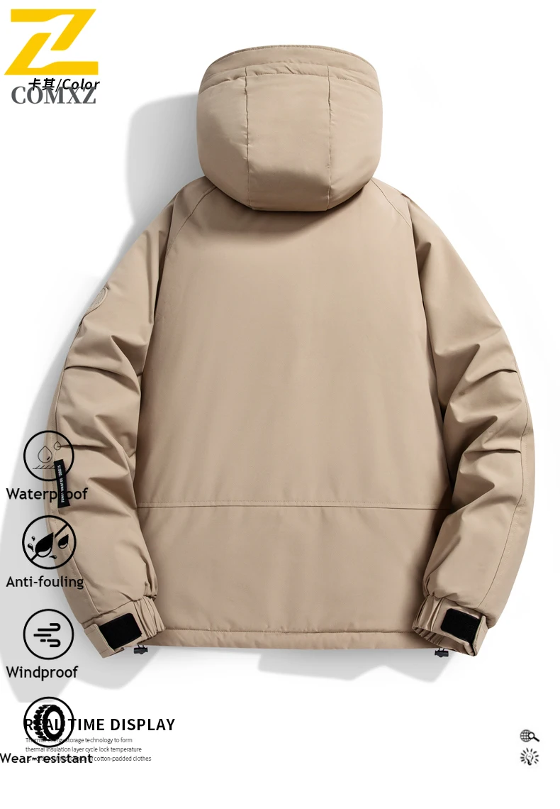 Men's Graphene Winter Jacket  Lined Thick Warm Coat Waterproof Windbreaker Multi-Pocket Workwear Hiking Camping Outdoor Jackets
