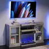 57" Rustic TV Stand Entertainment Center with Electric Fireplace Heater Sound Glass Door Storage Cabinet TVs Up to 65" CSA/UL 6