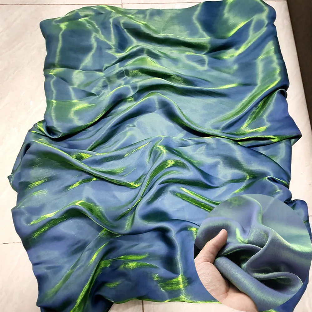 100x150cm Gradient Satin Fabric Shiny Fluorescent Cotton by Meter for Girl Pageant Dresses DIY Sewing Quinceañera Suit Materials