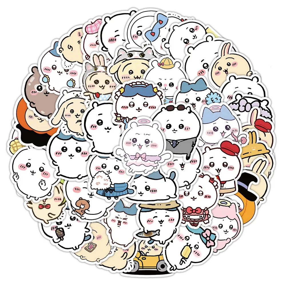 

60pcs Non-repeating Cartoon Cute Chiikawa Xiaohachi Jiyi Stickers Scooter Guitar Mobile Phone Water Cup Decoration Stickers