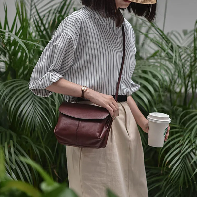 Casual simple outdoor organizer genuine leather women shoulder bag fashion luxury high quality real cowhide party crossbody bag