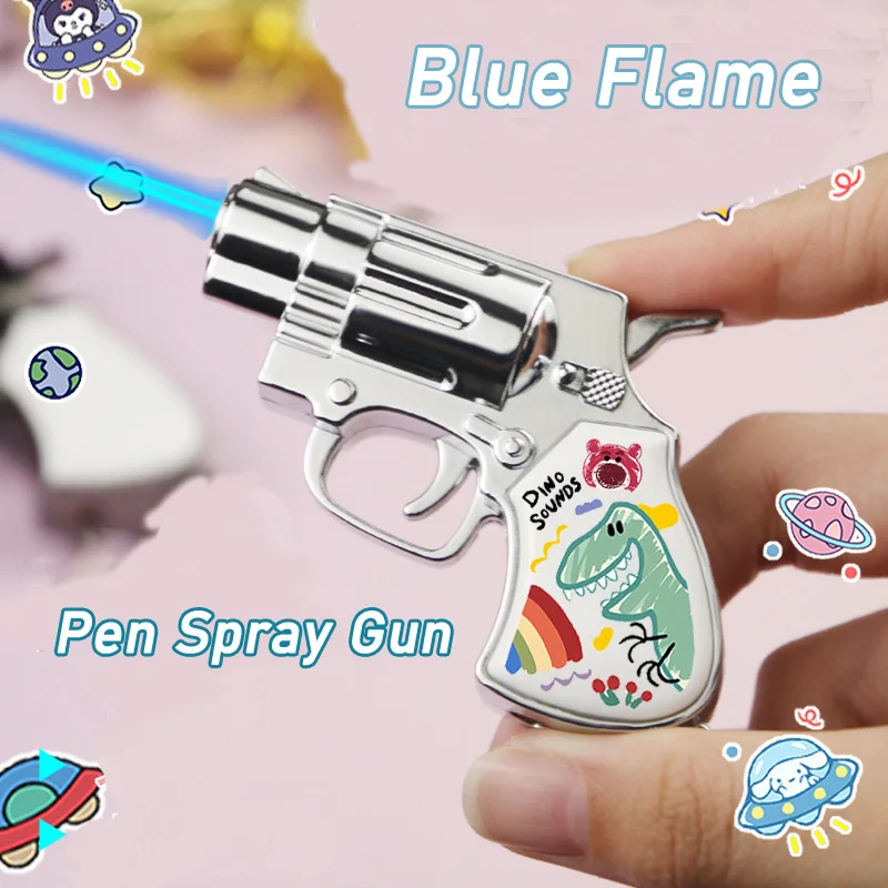 

Creative Cartoon Cigar Lighter Key Ring Blue Flame Inflated Jet Lighter Mini Hand gun toy Lighters Metal Stylish Gadgets for Men
