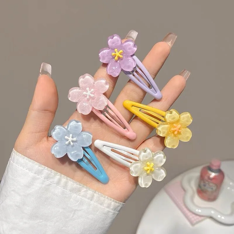 1pc Fresh Style BB Hair Clips For Women Girl Sweet Cherry Flower Barrette Boutique Broken Hair Side Clip Hair Accessories