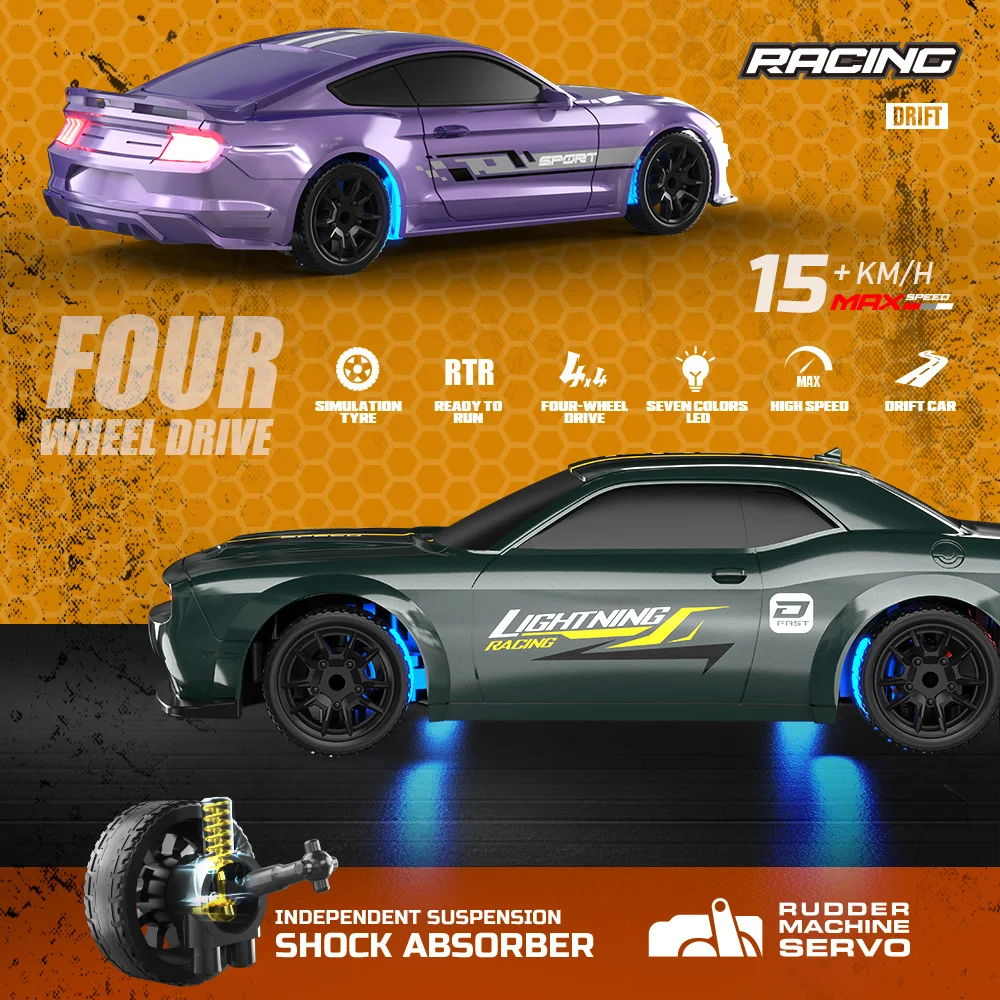 YounggDiy 1/43 Mini Gyro RC Drift Car, 2.4G 4WD Full