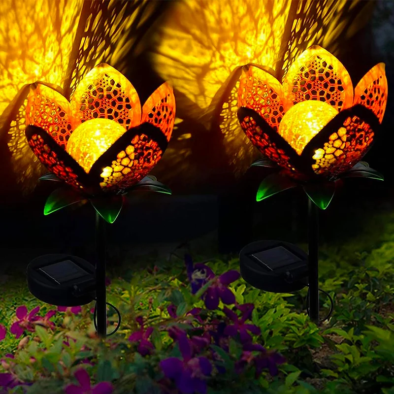 Solar Flower Lights Garden Decoration LED Lawn Lamp Outdoor Waterproof Crescent Moon Design Yard Pathway Light square solar lawn light decoration solar garden lights hollow lawn lamp outdoor pathway lamp waterproof garden solar led light