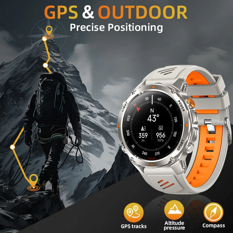 LIGE New Professional GPS Sports Smart Watch Outdoor Ride Run GPS Track Watches 540mAh Compass Altimeter 3ATM Sport Bracelet Men