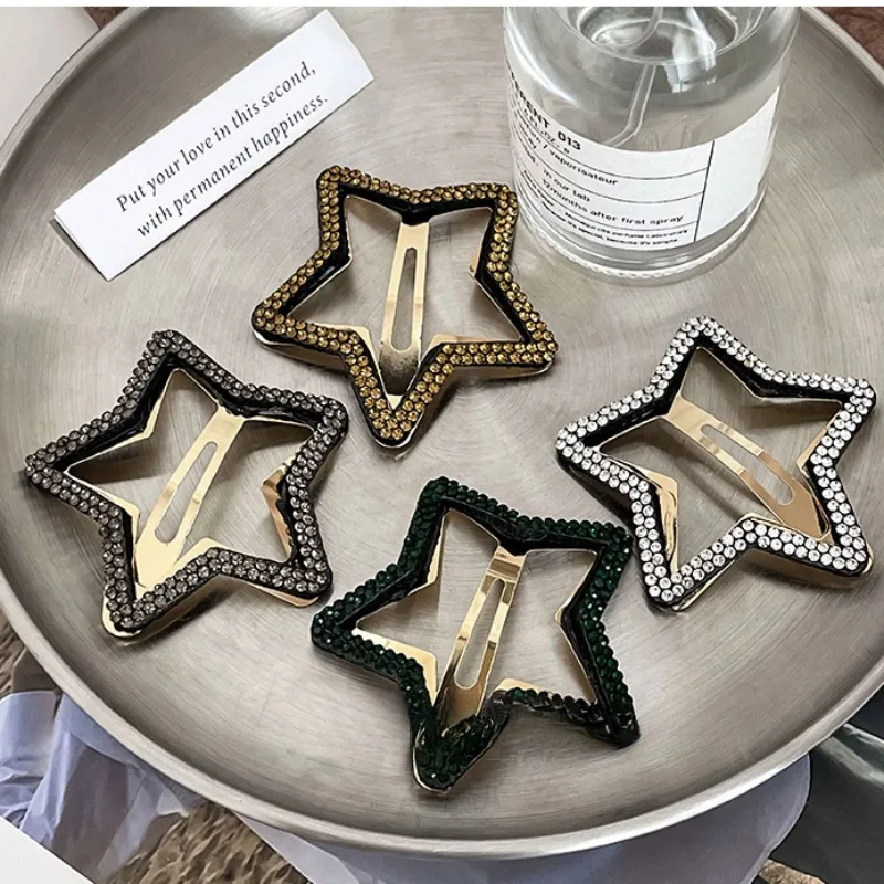 Fashion Rhinestone Hair Clips Korean Simple Color Star Wave