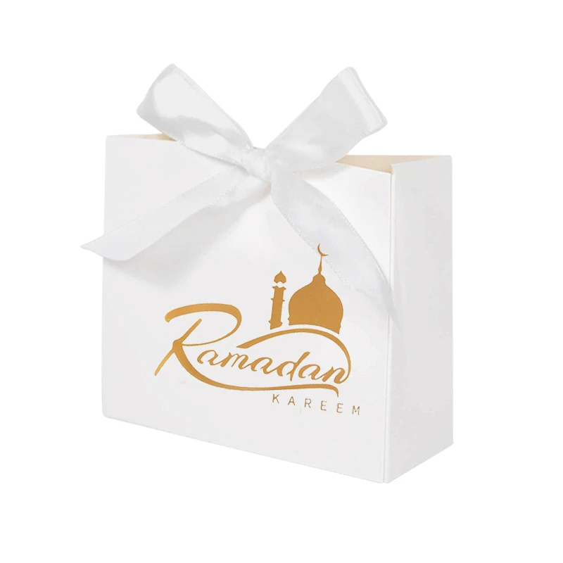 5/10Pcs Eid Mubarak Candy Gift Boxes Ramadan Kareem Cookie Snack Packaging Box Bag 2024 Muslim Islamic Party Decoration Supplies
