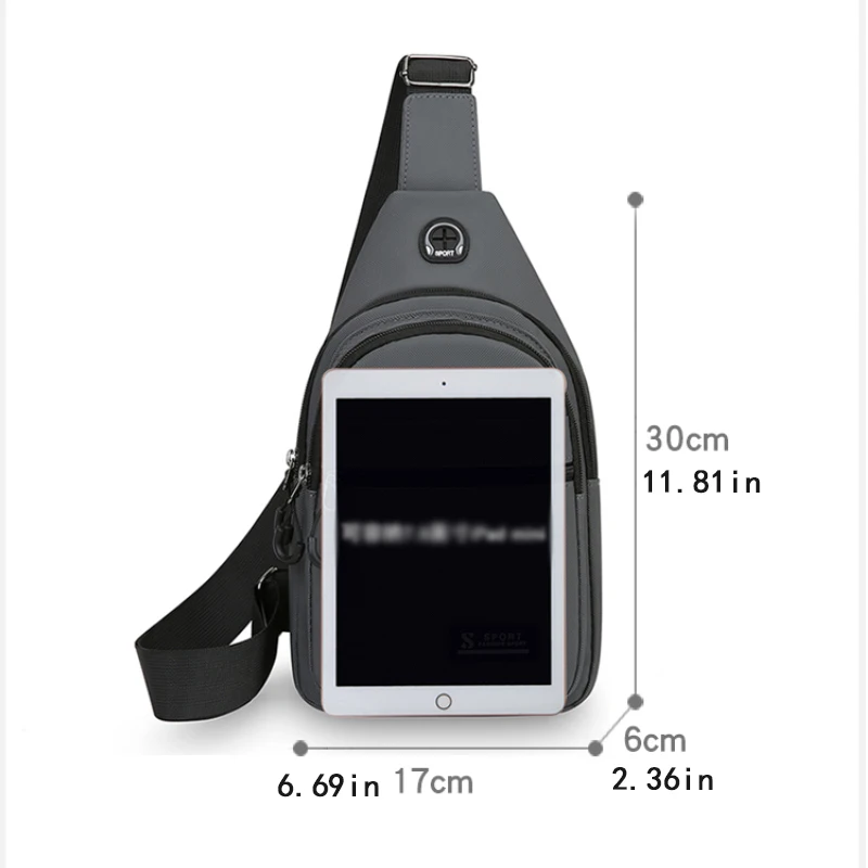 Men's large capacity chest bag, chest bag, adjustable shoulder strap, hands-free, suitable for gym and travel - outdoor sports b