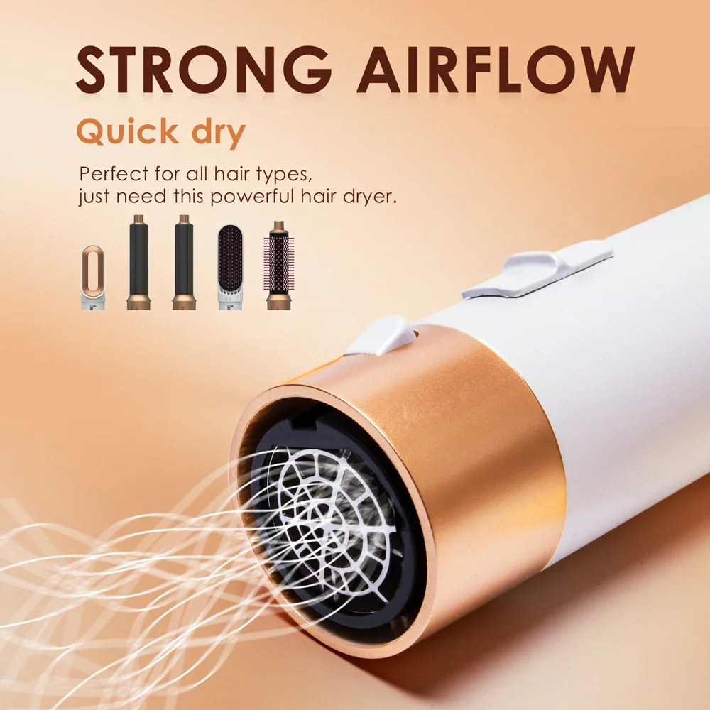 5 in 1 hair dryer Hair Curler Set Upgraded Negative ions Hair Dryer Hot Comb Brush Curling Iron Air wraps 5