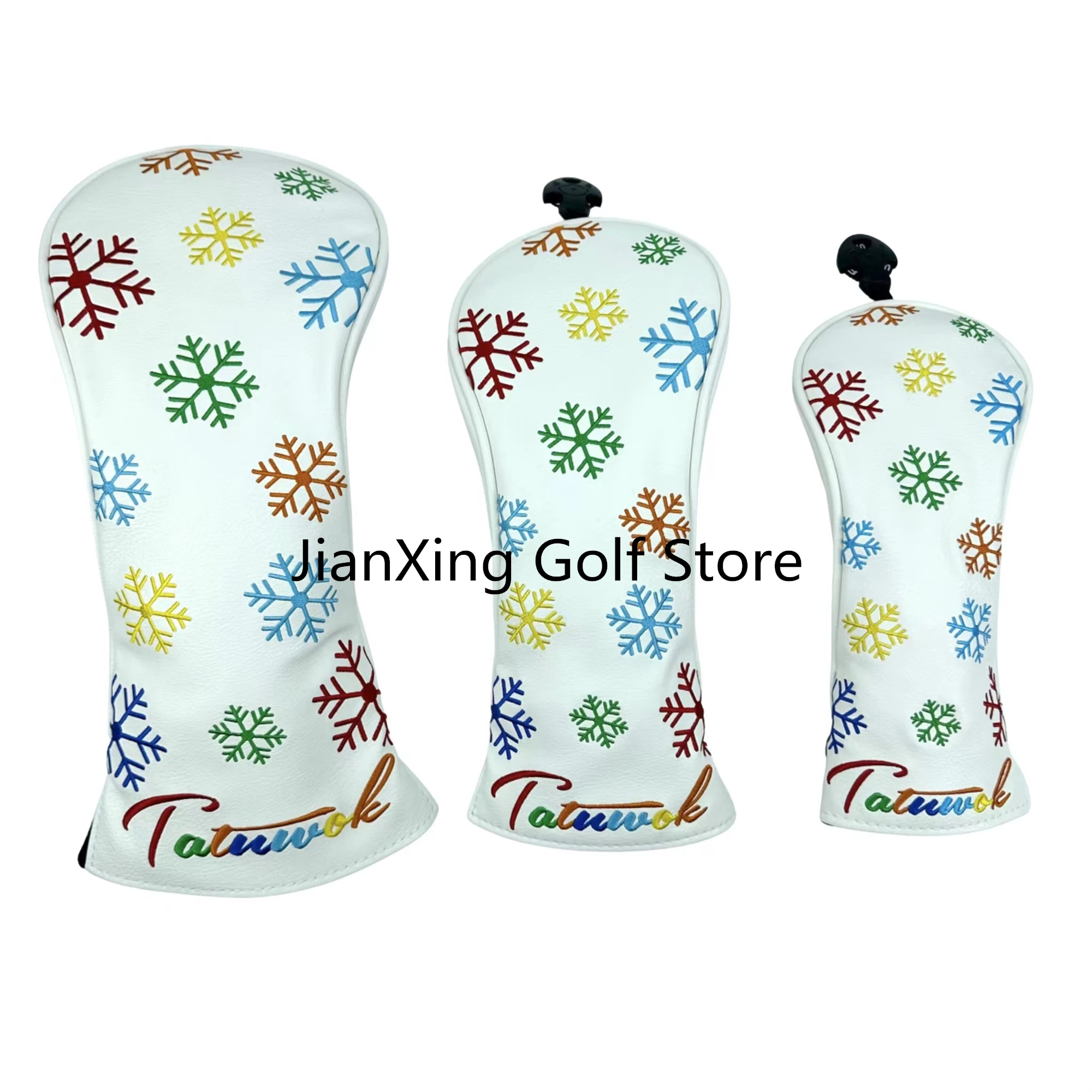 

PU Leather with snowflake Embroidery Wood Head Cover Golf Club Driver Fairway Wood Hybrid Head Cover