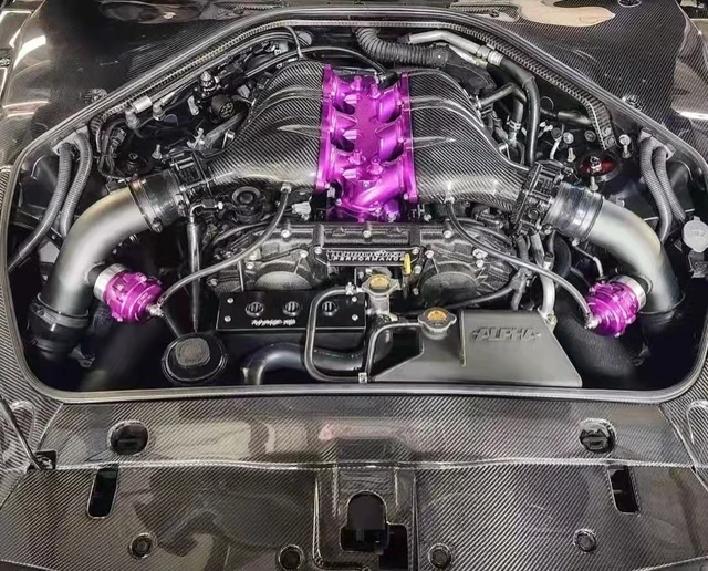 Nissan gtr r35バッテリーカバー用カーボンファイバーエンジン 