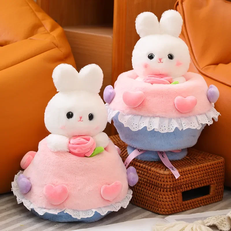 

30cm Cute Plush Toy Rabbit Into A Bouquet for Girlfriend Valentine's Day Gift New Princess Dress Rabbit Bouquet Stuffed Animals