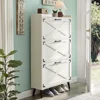 Shoe Cabinet, Freestanding Hidden Shoes Organizer with 3 Flip Drawers & Barn Door Design, for Entryway,Foyer,Hallway, Shoe Rack 3
