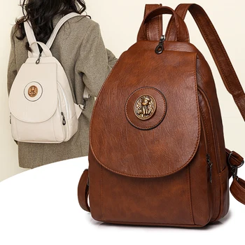 Zaino in morbida pelle da donna 2025 nuova borsa a tracolla piccola alla moda retrò casual multiuso borsa a tracolla singola tra