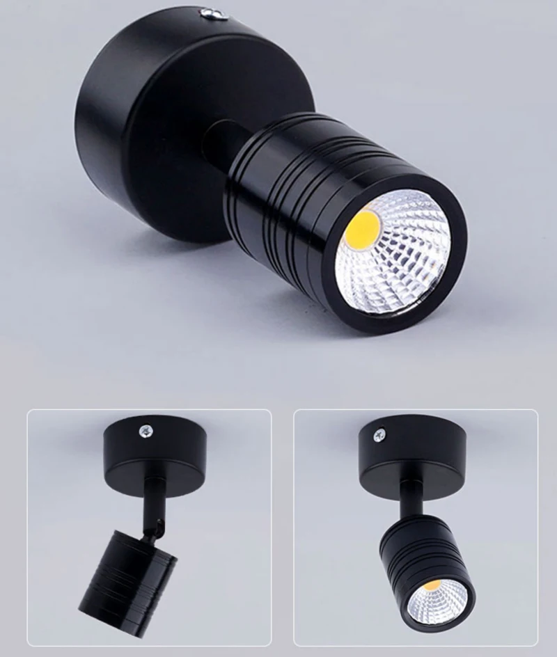 Led Spotlight 110v 220v 12v 3W Surface Mounted Cabinet Showcase Counter Jewelry Lamp Rotatable Angle Ceiling Mini