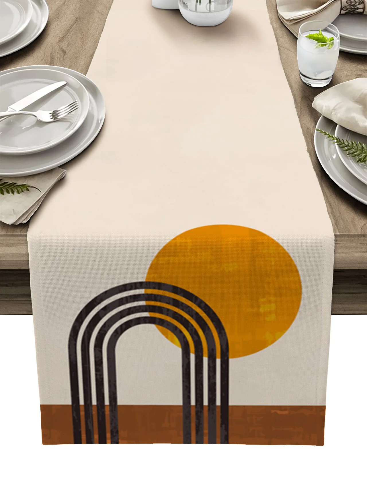 Nordic Abstract Gouache Dining Table Runner Country Decor Anti-stain Table Runner for Dining Table Wedding Decoration Mariage