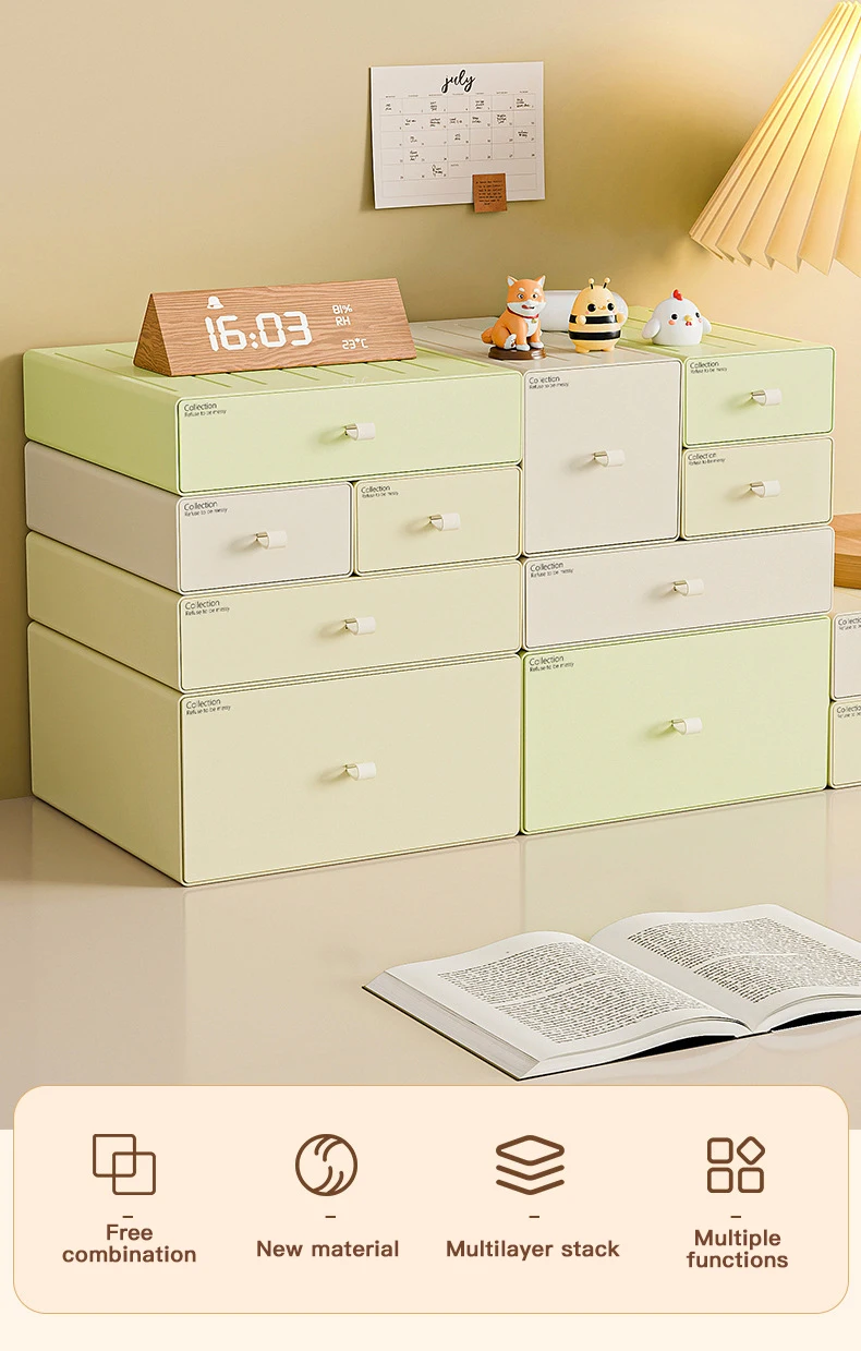 Description Picture 4 of itemMacaron color Cosmetics Household Storage Box Dressing Table Skincare Product Lipstick Shelf Organizing Box Drawer Style Storage