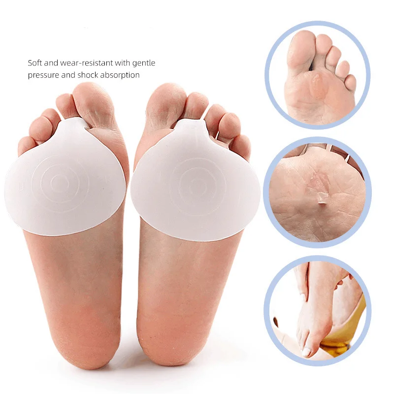 2Pcs=1Pair Silicone Relief Pain Foot Support Pads Forefoot Shoes Cushion Gel Pads Insoles Orthotic High Heel Elastic Non Slip