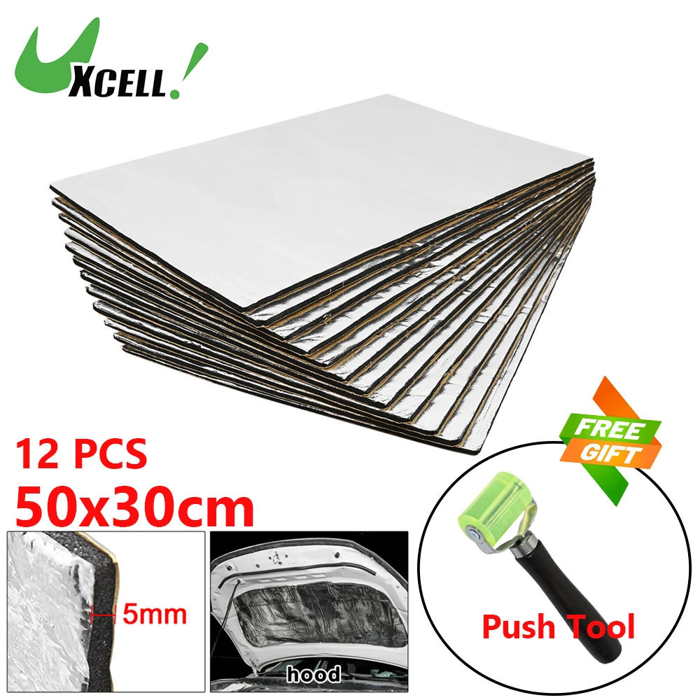 Uxcell 12pcs 50x30cm Car Sound Insulation Mat 5mm Door Hood Engine Thermal Sound  Deadening Sheet With Free Gift Roller Push Tool - AliExpress