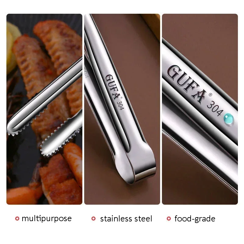 Food Tongs Barbecue Non-Slip Cooking Clip Stainless Steel Portable Picnic Tweezer Salad Steak Clamp Bread food tongs