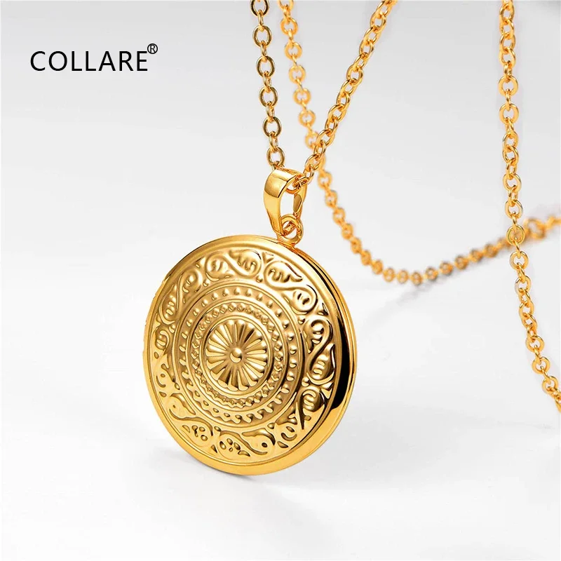

ChainsPro Round Sun Flower Locket Necklace Gold Pink Silver Color Stainless Steel Girl friend Gift Pendant Neckalace P302