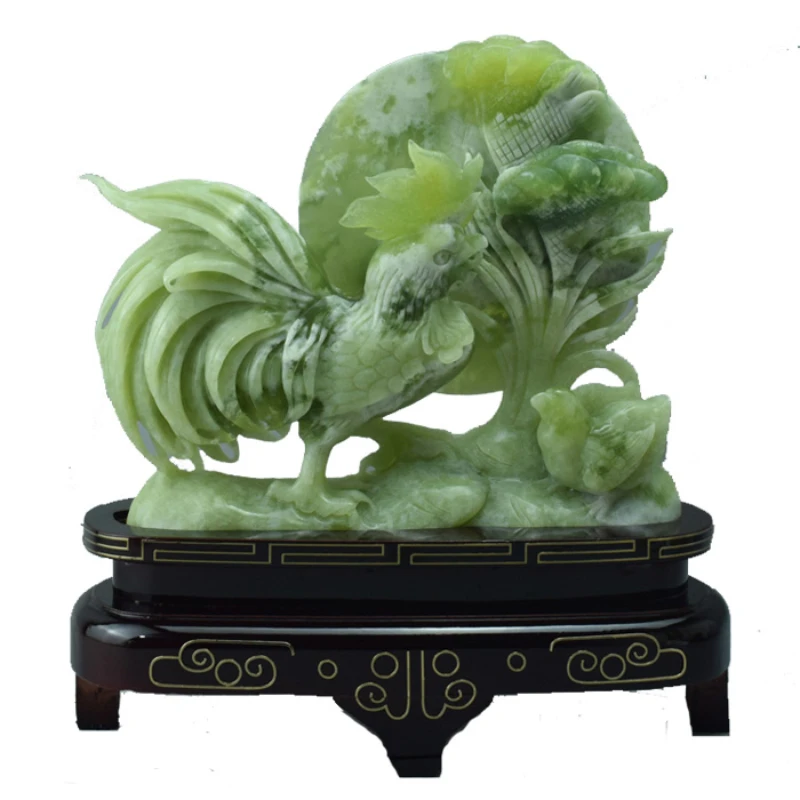 

Xiuyan Jade Rooster Decoration Boutique Hand Carved Liaoning Xiuyan Jade Rough Stone Office Feng Shui Decoration Jade Package