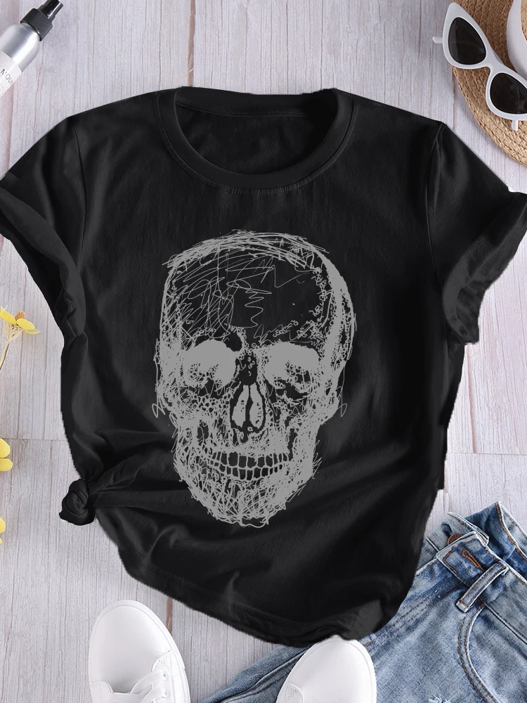Camiseta Para Hombre Con Estampado 3D De Calavera Tops