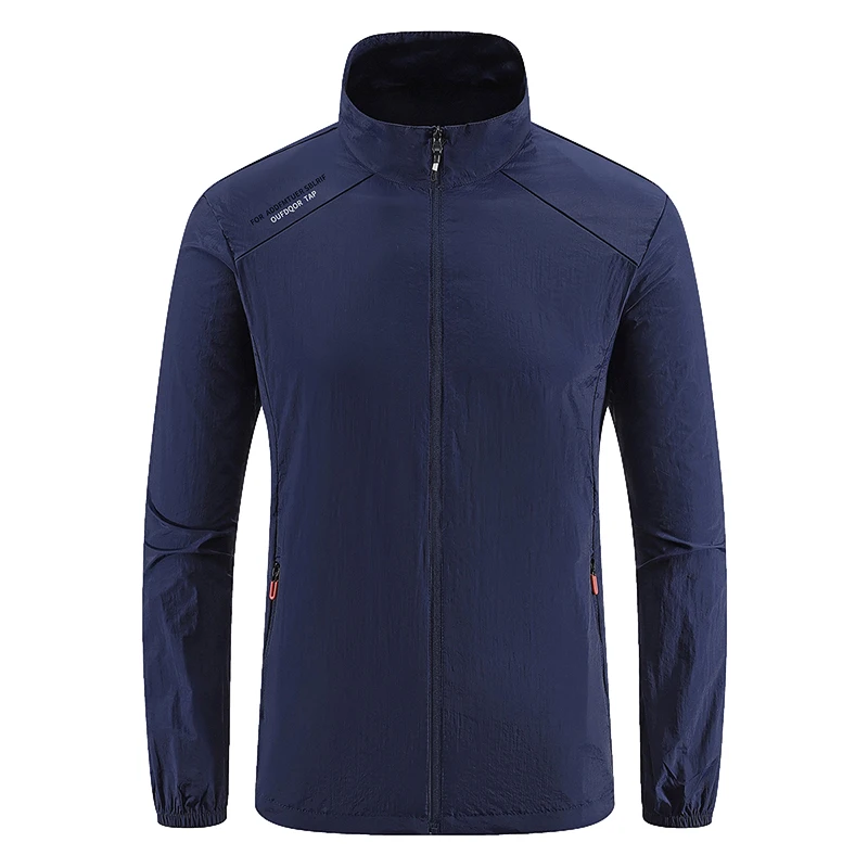 2024 미니멀리스트 남성용 얇은 재킷, 스탠드 업 칼라, 포켓 지퍼, 긴팔, 야외 스포츠, UV 차단 의류, 여름 신상