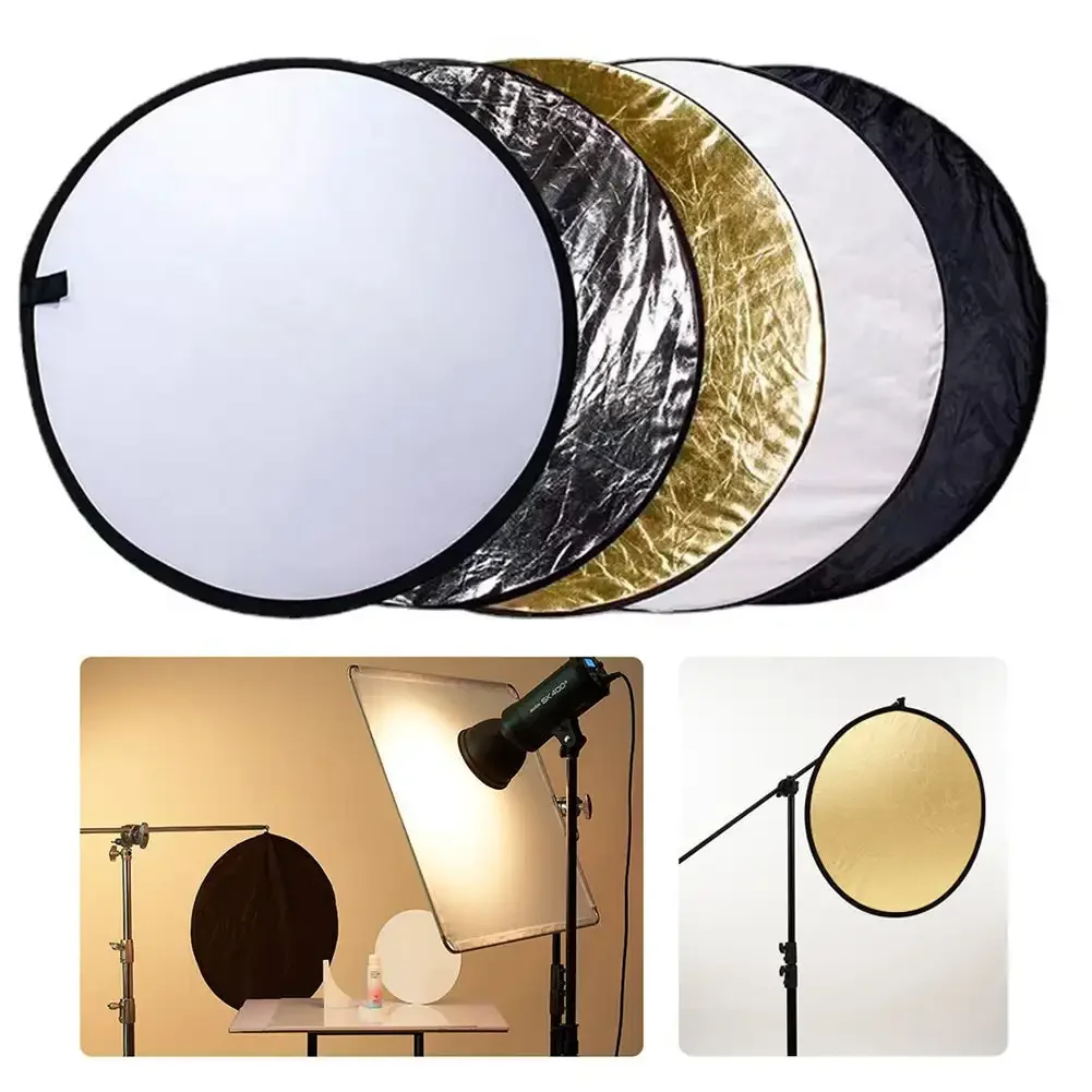 Portable Collapsible Round Photography Reflector Photo Studio Outdoor Light Diffuser Multi-Disc with Carry Bag 40 80 120cm Photography reflector, macro photography diffuser