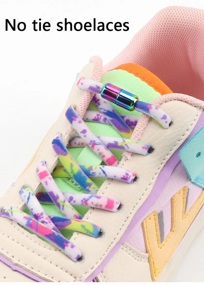 Neue bunte elastische Schnürsenkel für Turnschuhe ohne Krawatte zum Laufen, runde Tennisschnürsenkel ohne Krawatten, Schuhe für Kinder und Erwachsene, Zubehör – Detail 2