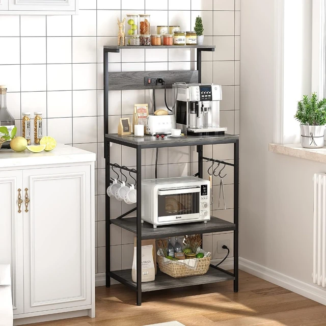 Kitchen Baker's Rack, 6 Tier Storage Cabinet with Power