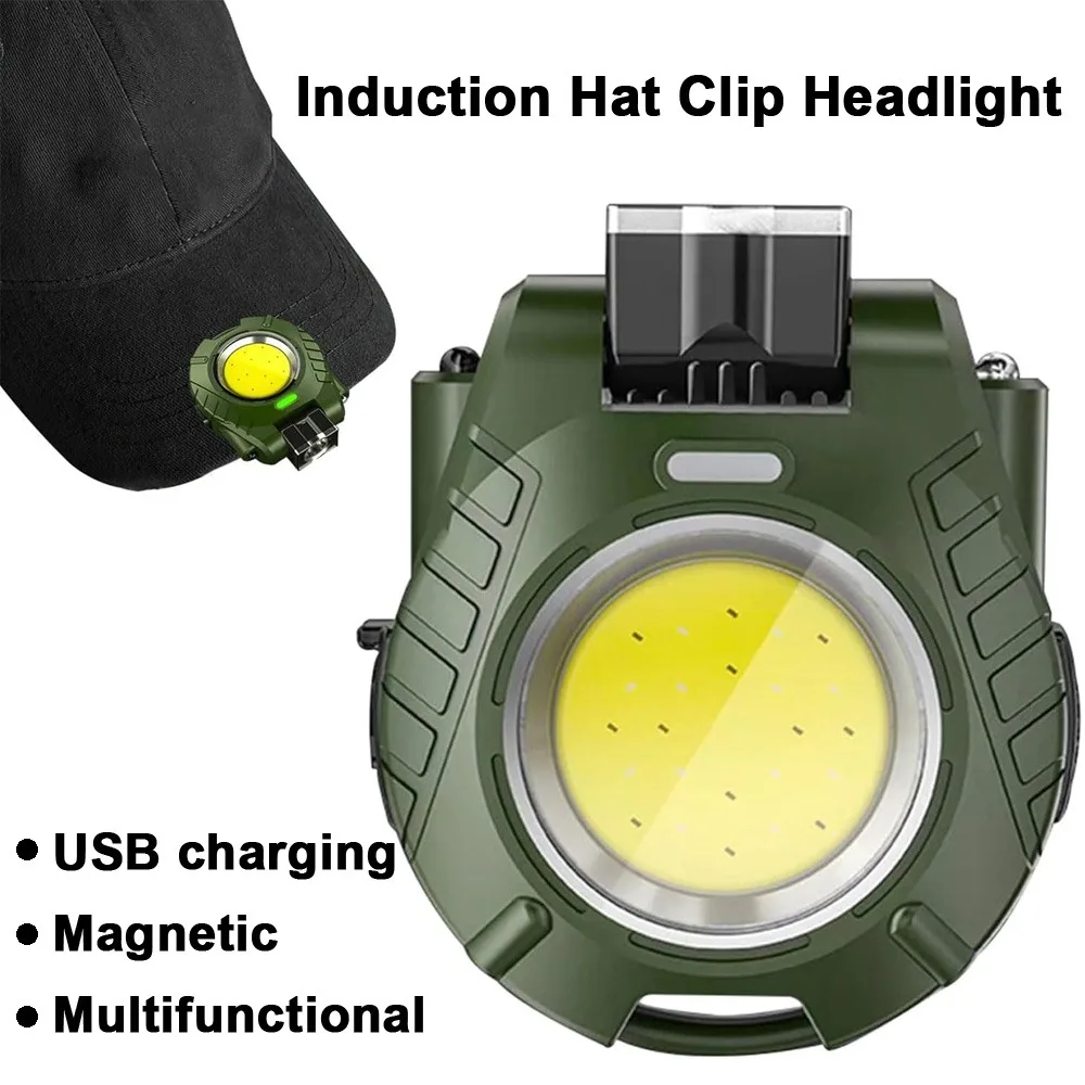

Multifunctional Inductive Cap Clip Headlamp USB Rechargeable Magnetic Attraction COB Work Light IPx6 Night Fishing Camping