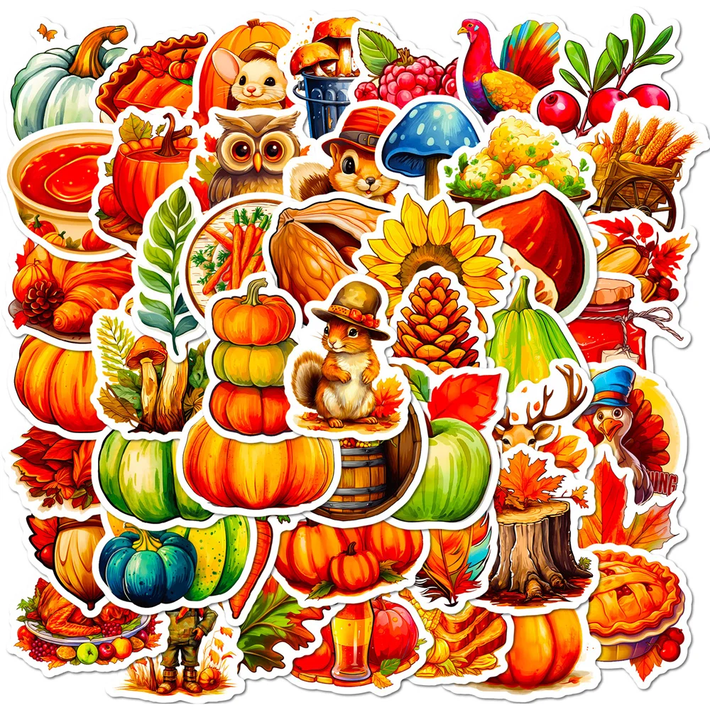 

10/30/50PCS New DIY Thanksgiving Stickers Cartoon Creative Anime iPad Computer Luggage Car Chair Decoration Waterproof Wholesale
