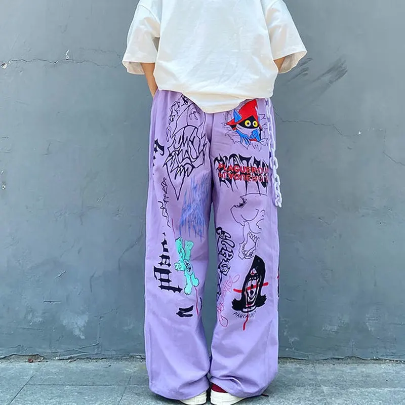Y2K Hippie Baggy Pants Print Palazzo 