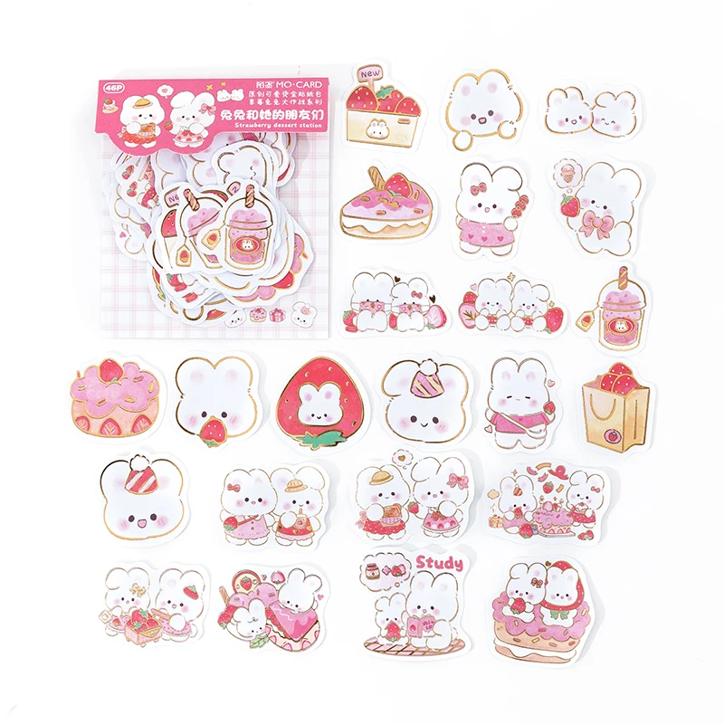 Cute Strawberry Sticker Sheet, Pink Stickers