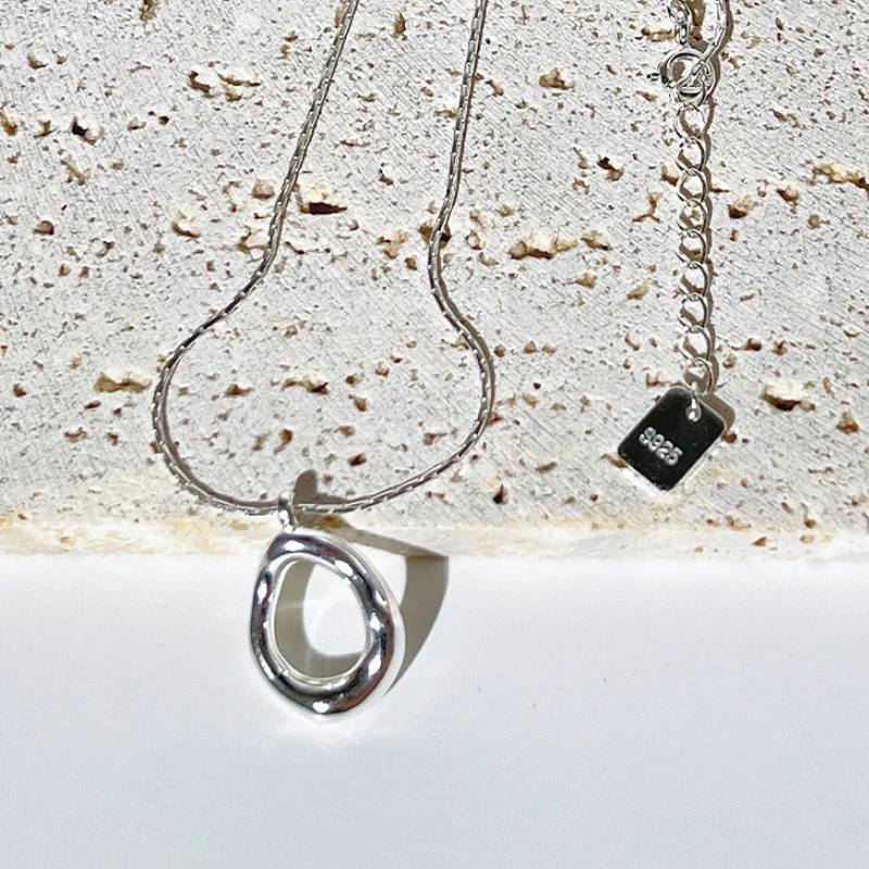 Silver Color Irregular Water droplet Oval Pendant Necklace for Women Trendy Clavicle Choker Friendship Jewelry Accessories Gifts