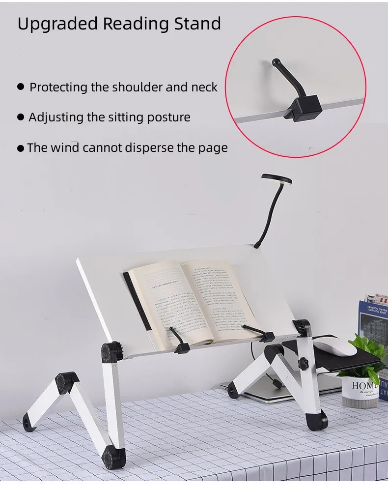 Description Picture 6 of itemPortable adjustable foldable computer desk, laptop rack, TV bed, laptop desk rack, with desk lamp, mouse pad, cooling fan, lapto